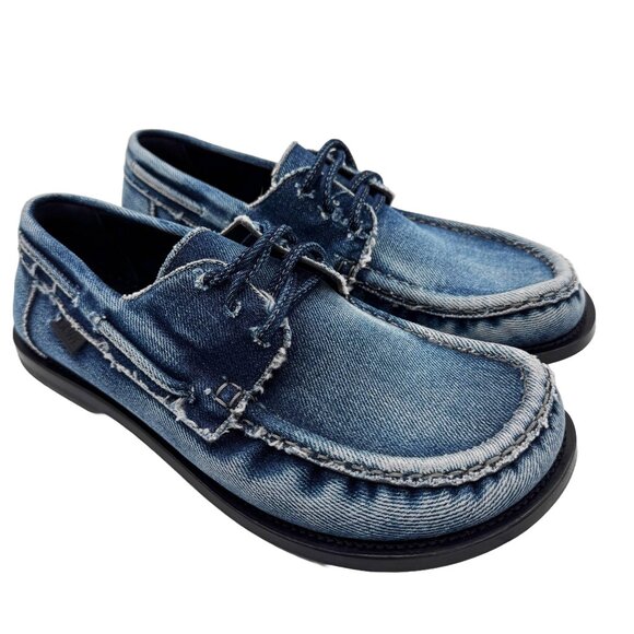 Loewe Campo Boat Shoes in Washed Denim Blue - Picture 1 of 12